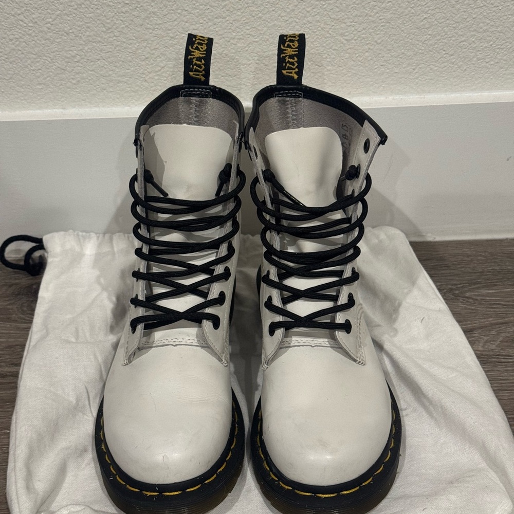 Dr. Martens White and Black Combat Boots